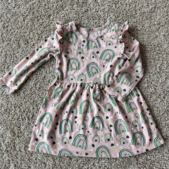 Wonder Nation Pink and Green Rainbow Dress St. Patricks St. Patty's day Size 2T - Picture 3 of 9